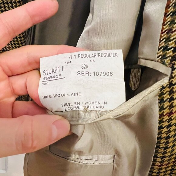 Paul Stuart Brown Gun Club Check Windowpane Tweed Wool Ticket Pocket Bla… - Picture 9 of 16